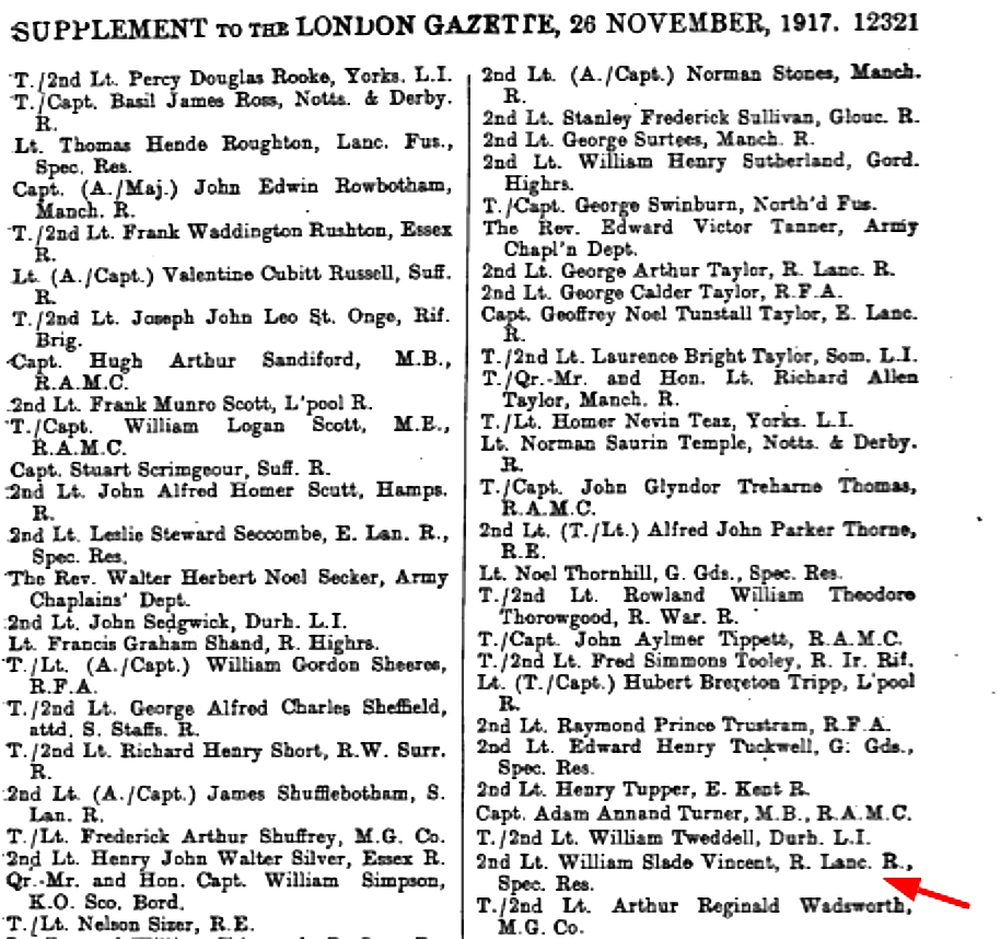 London Gazette Supplement 26th November 1917
